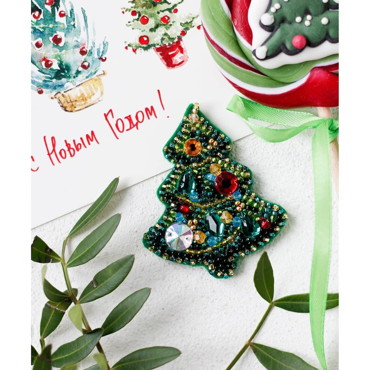 Abris Art Decoration Christmas Tree Bead Embroidery Kit